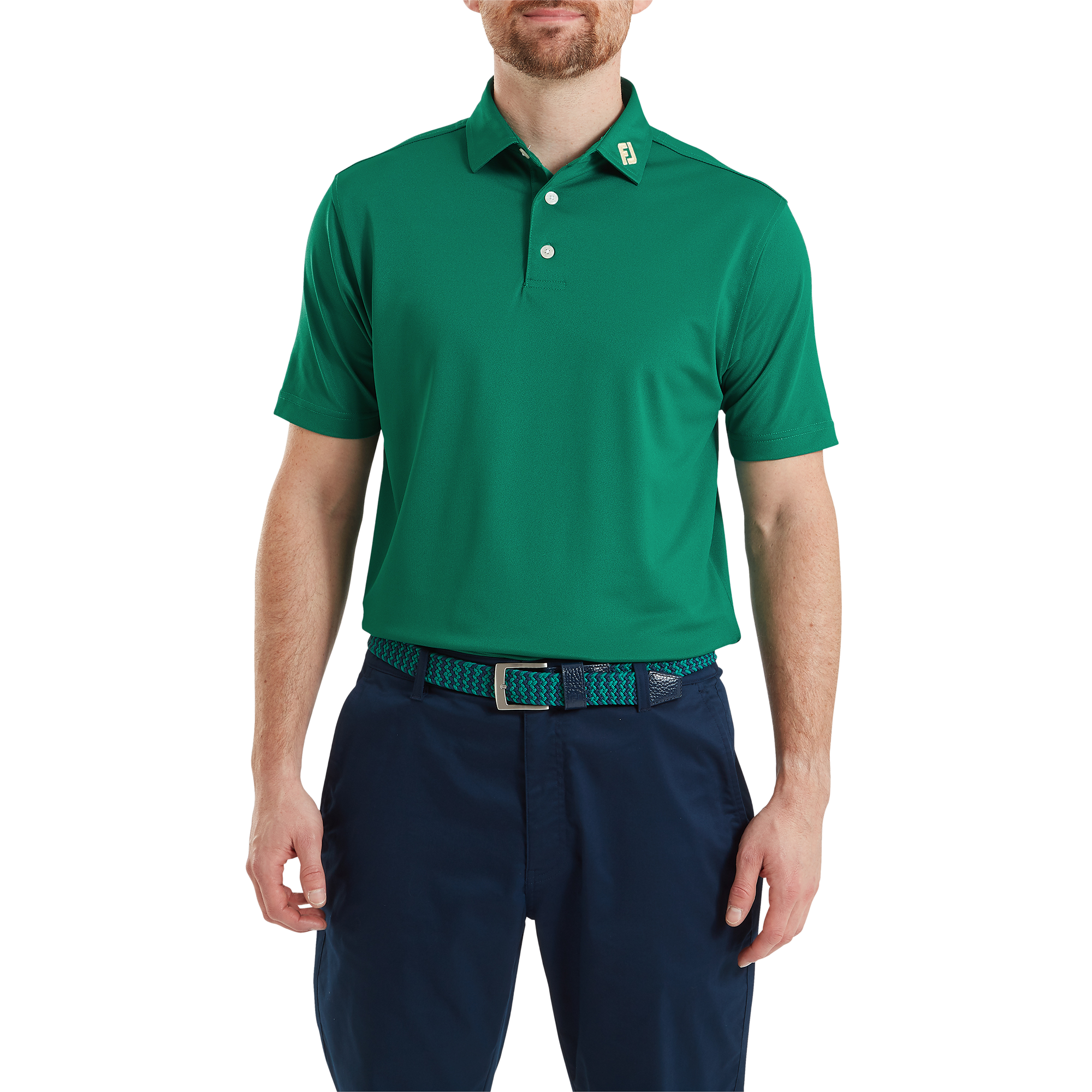 Polo Stretch Piqu&eacute; uni avec logo FJ sur col