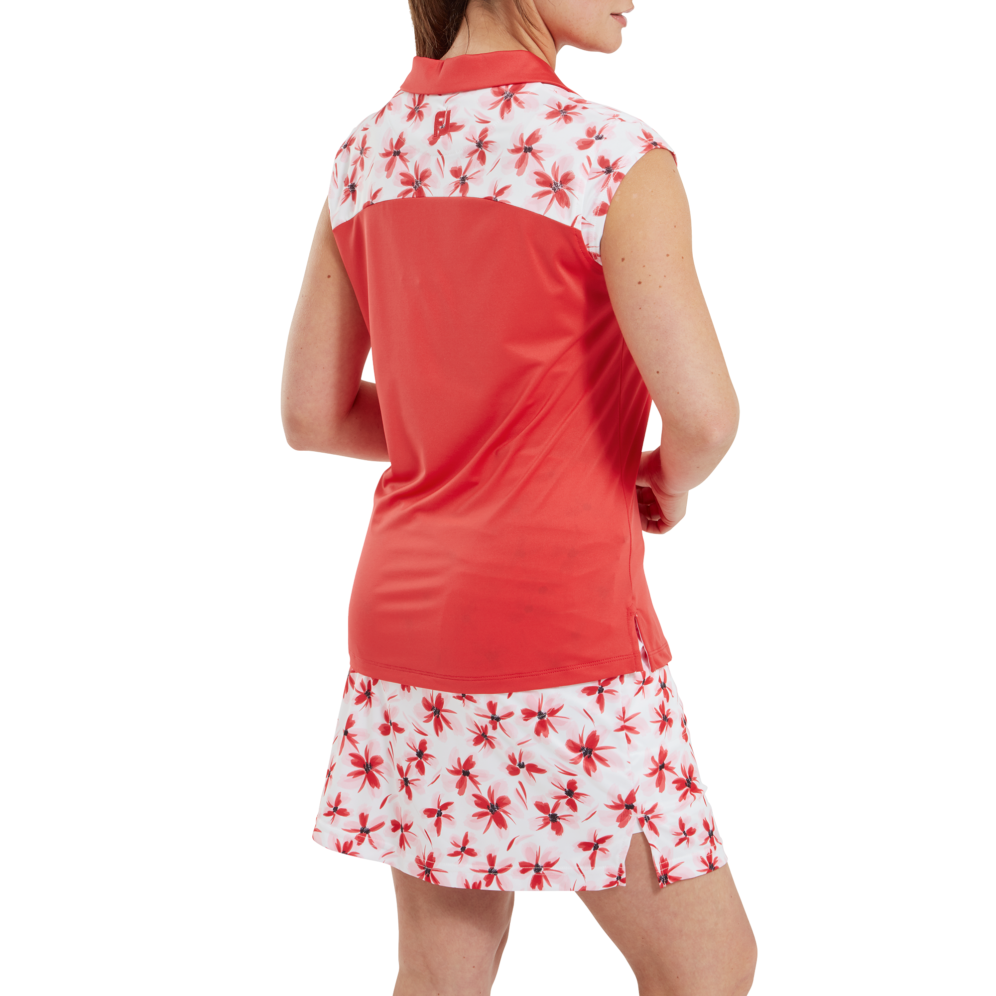 Polo avec haut fleuri en fil d'Ecosse