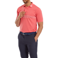 Polo en fil d'Ecosse rayé sur poitrine