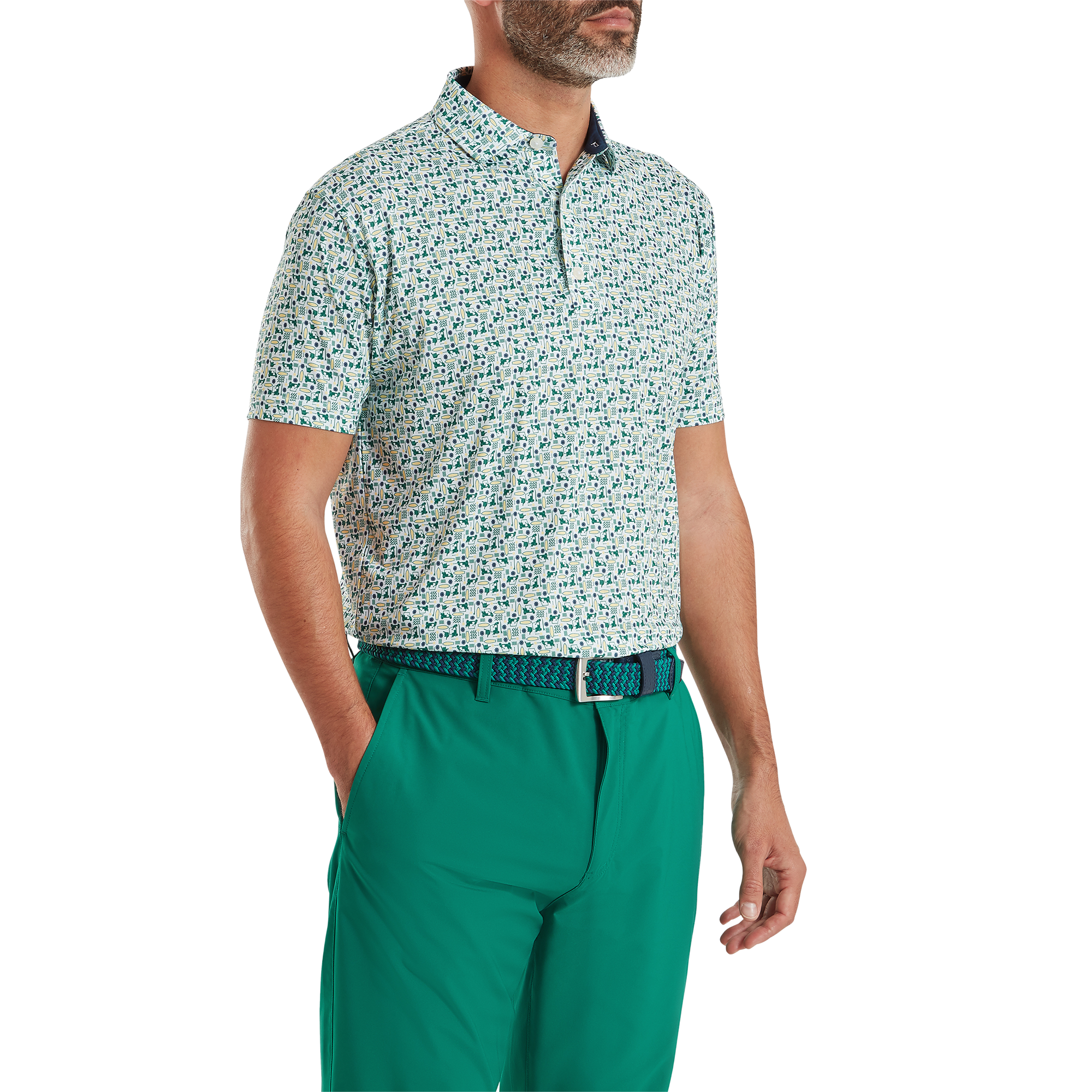 Polo en fil d'Ecosse imprim&eacute; surf