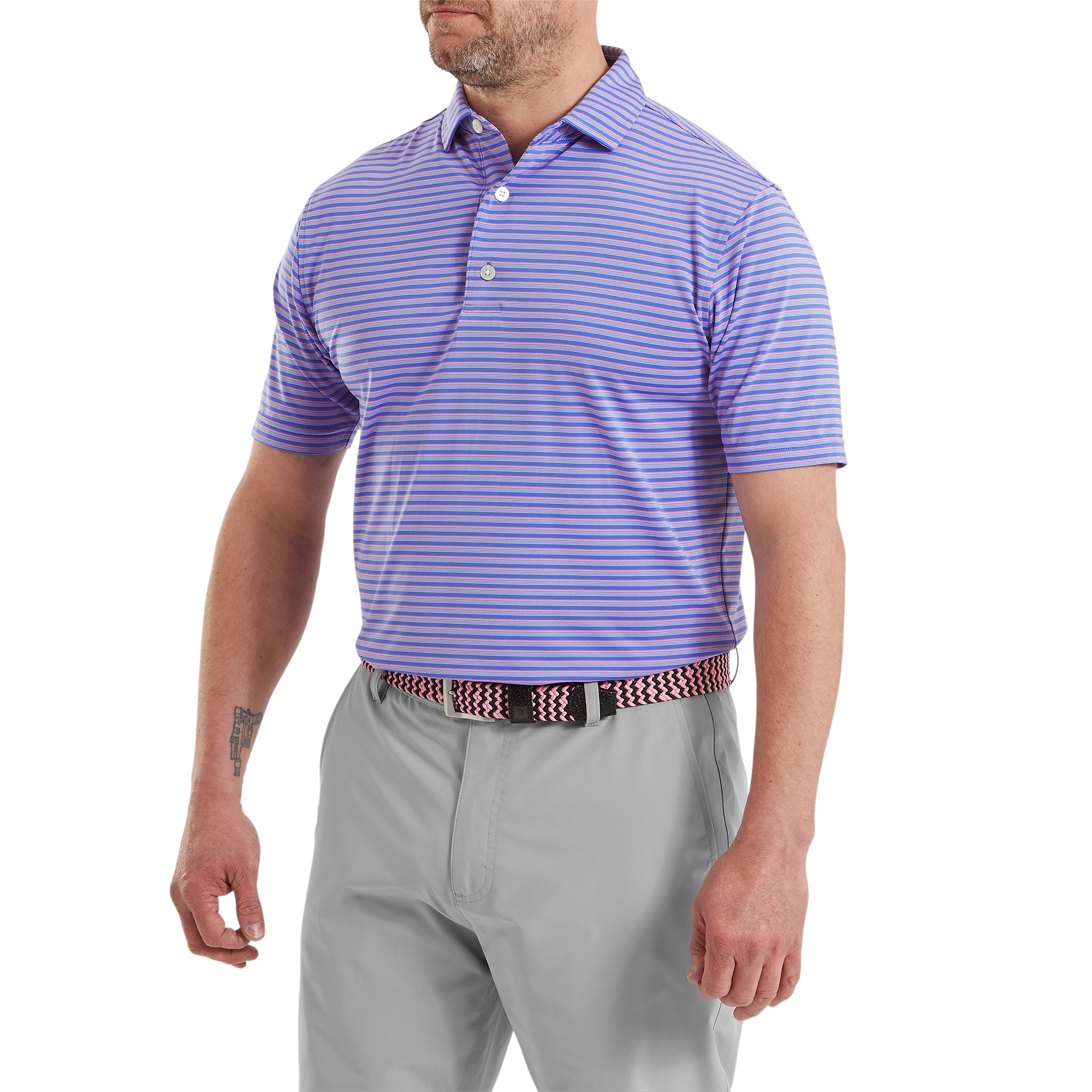 Polo en fil d'Ecosse &agrave; rayures ombr&eacute;es