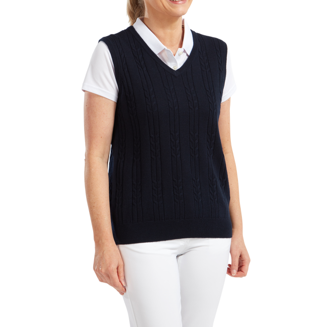 Women's Wool Blend Cable Knit V-Neck Vest
