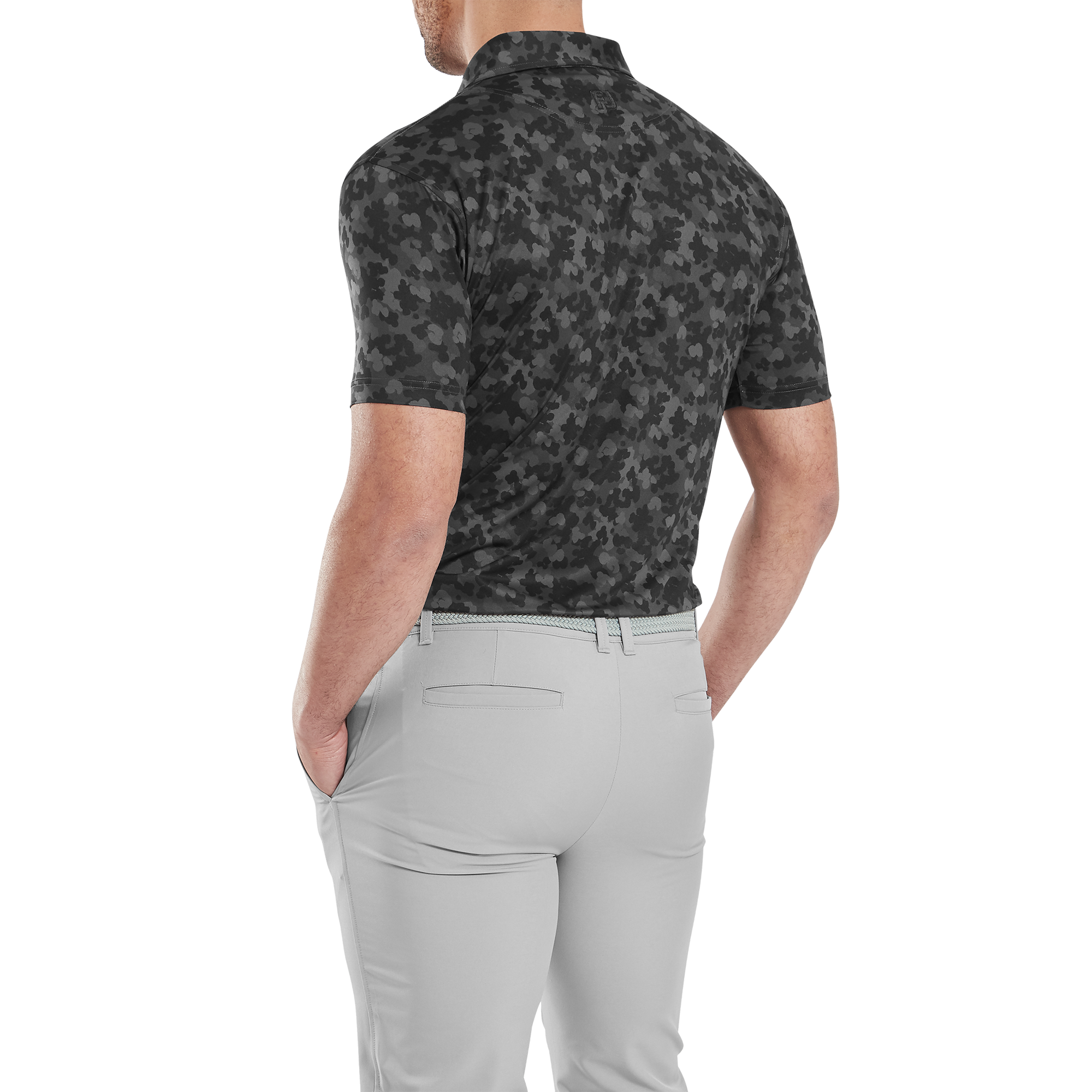 Polo en fil d'Ecosse imprim&eacute; camouflage