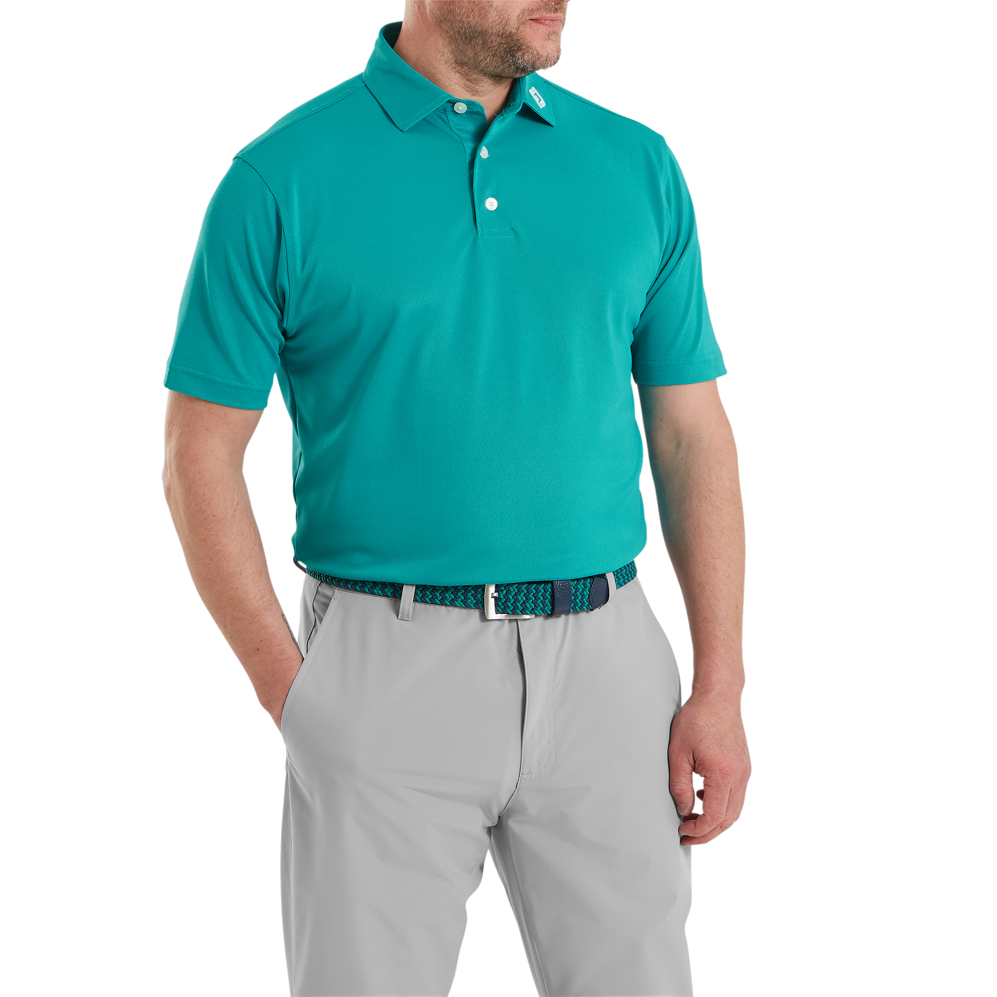 Polo Stretch Piqu&eacute; uni avec logo FJ sur col