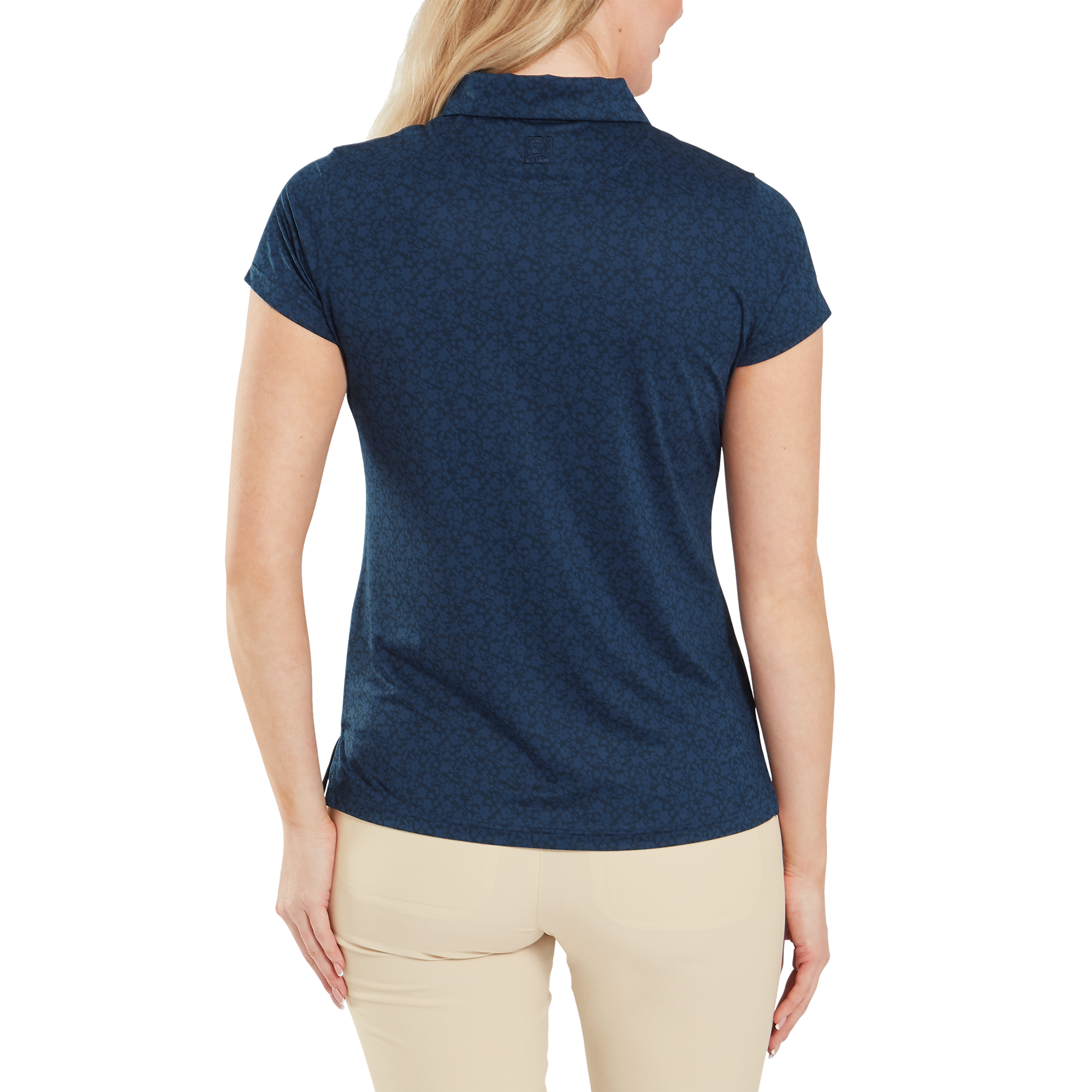 Polo en fil d'Ecosse &agrave; mancherons et impression florale