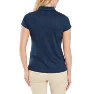 Polo en fil d'Ecosse à mancherons et impression florale