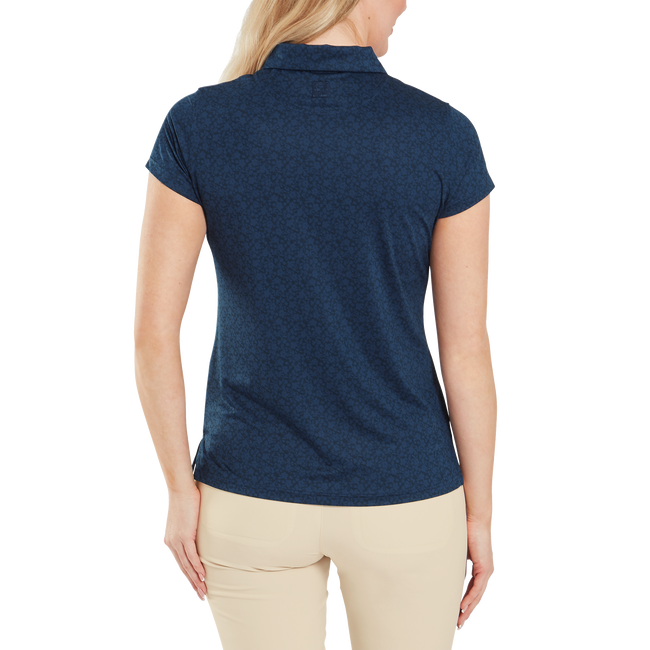 Polo en fil d'Ecosse à mancherons et impression florale