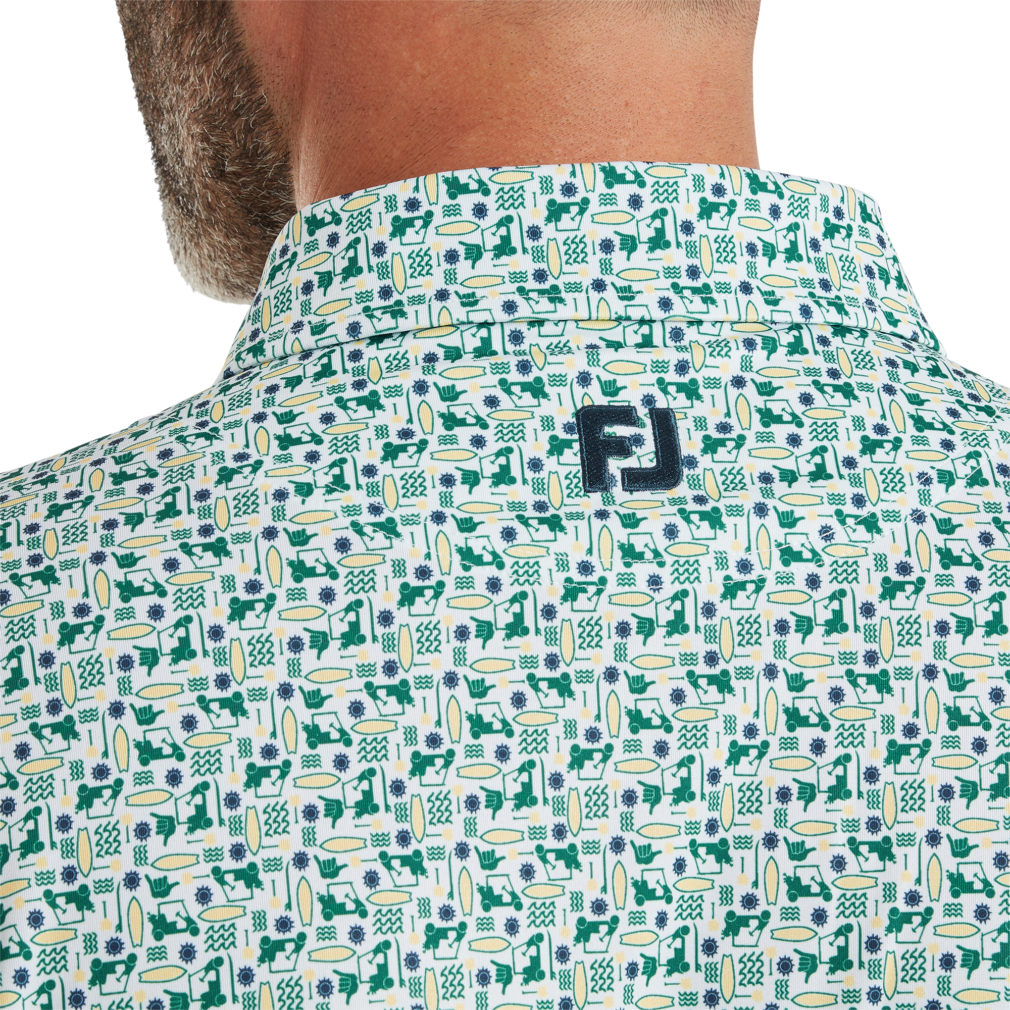 Polo en fil d'Ecosse imprim&eacute; surf