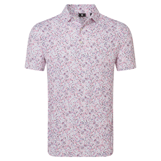 Polo piqu&eacute; imprim&eacute; floral effet aquarelle