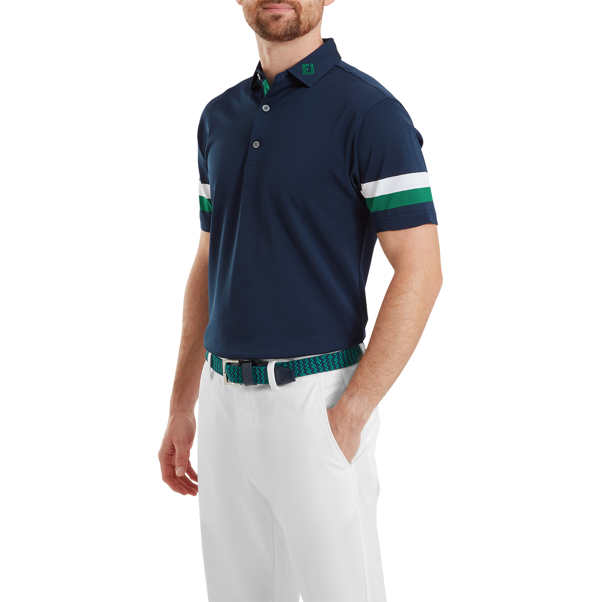 Polo piqu&eacute; &agrave; rayures sur les manches