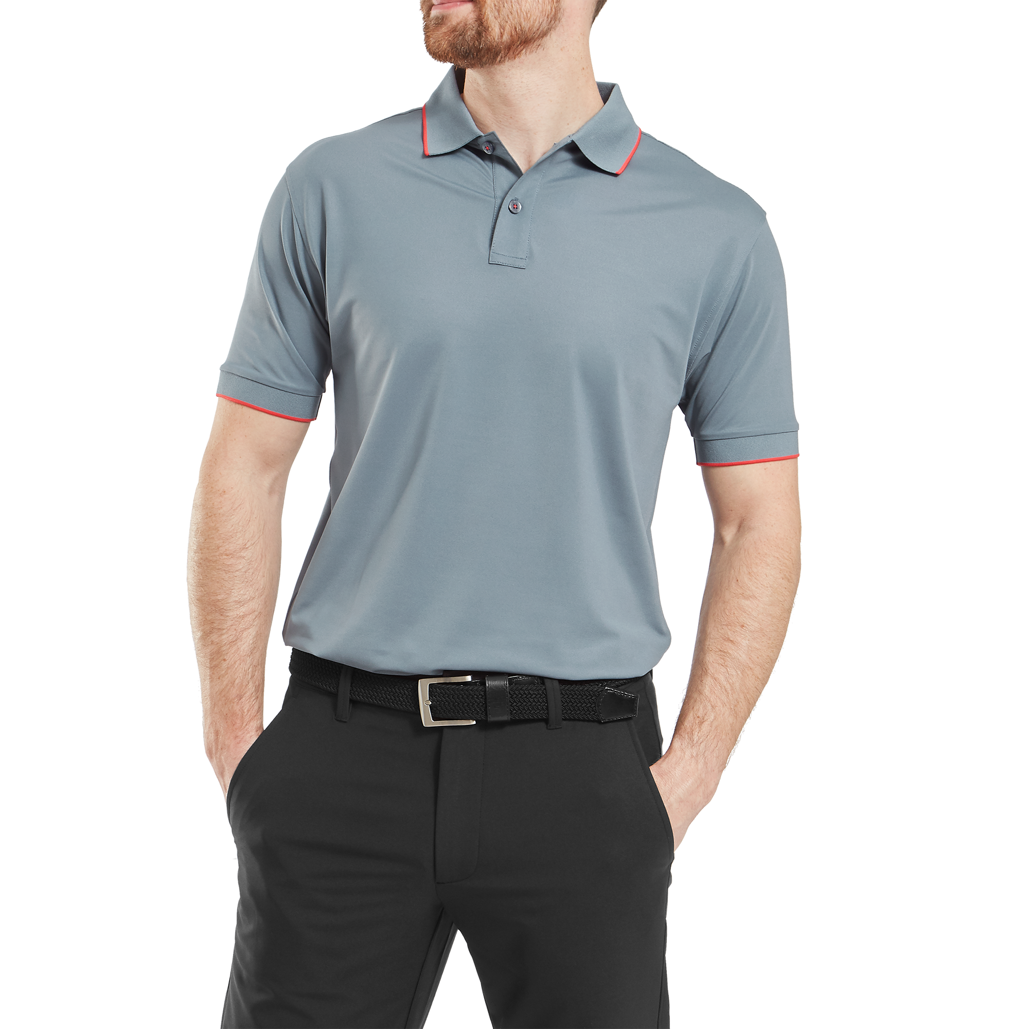 Polo piqu&eacute; uni avec rayure sur le col