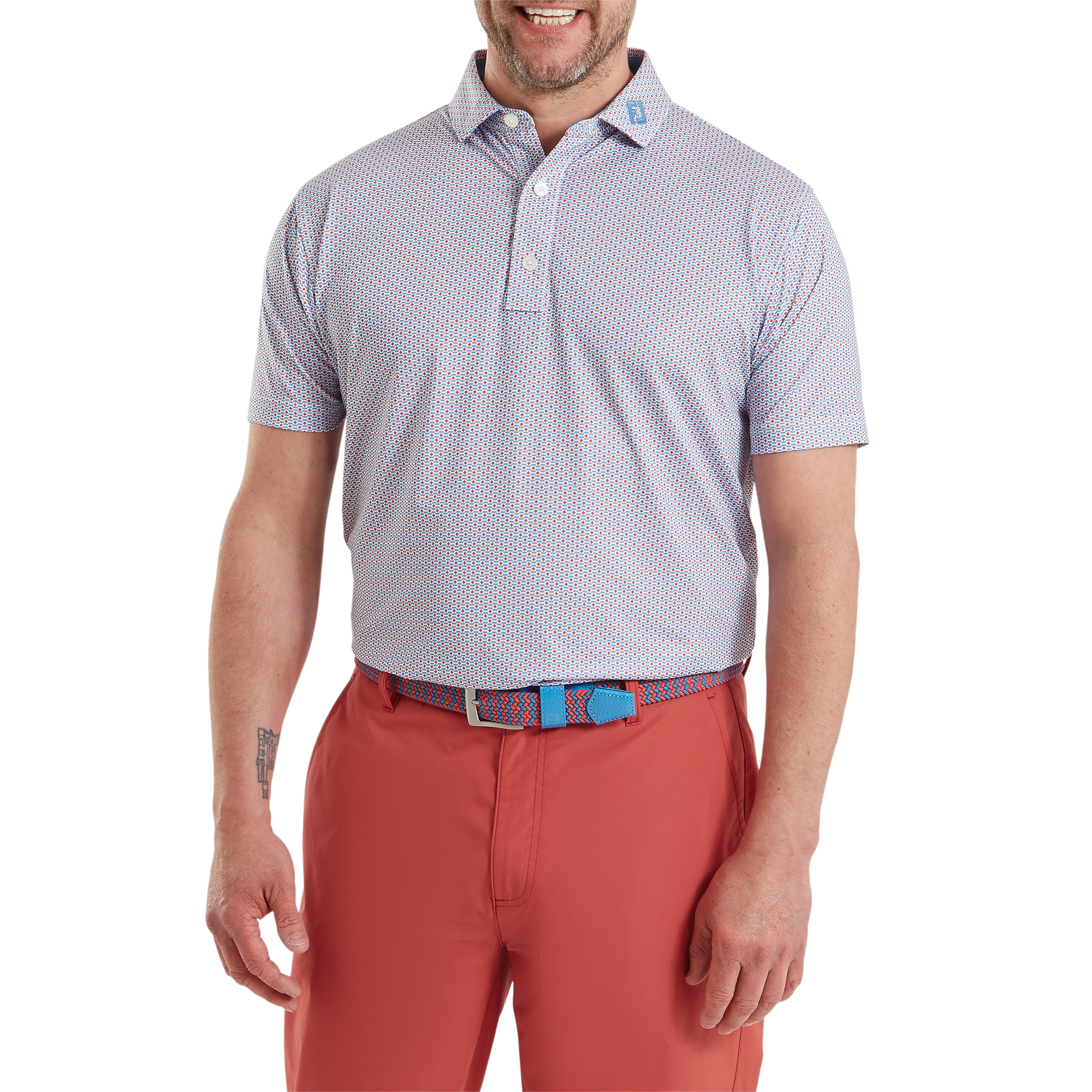 Polo en fil d'Ecosse imprim&eacute; drapeau nautique FJ