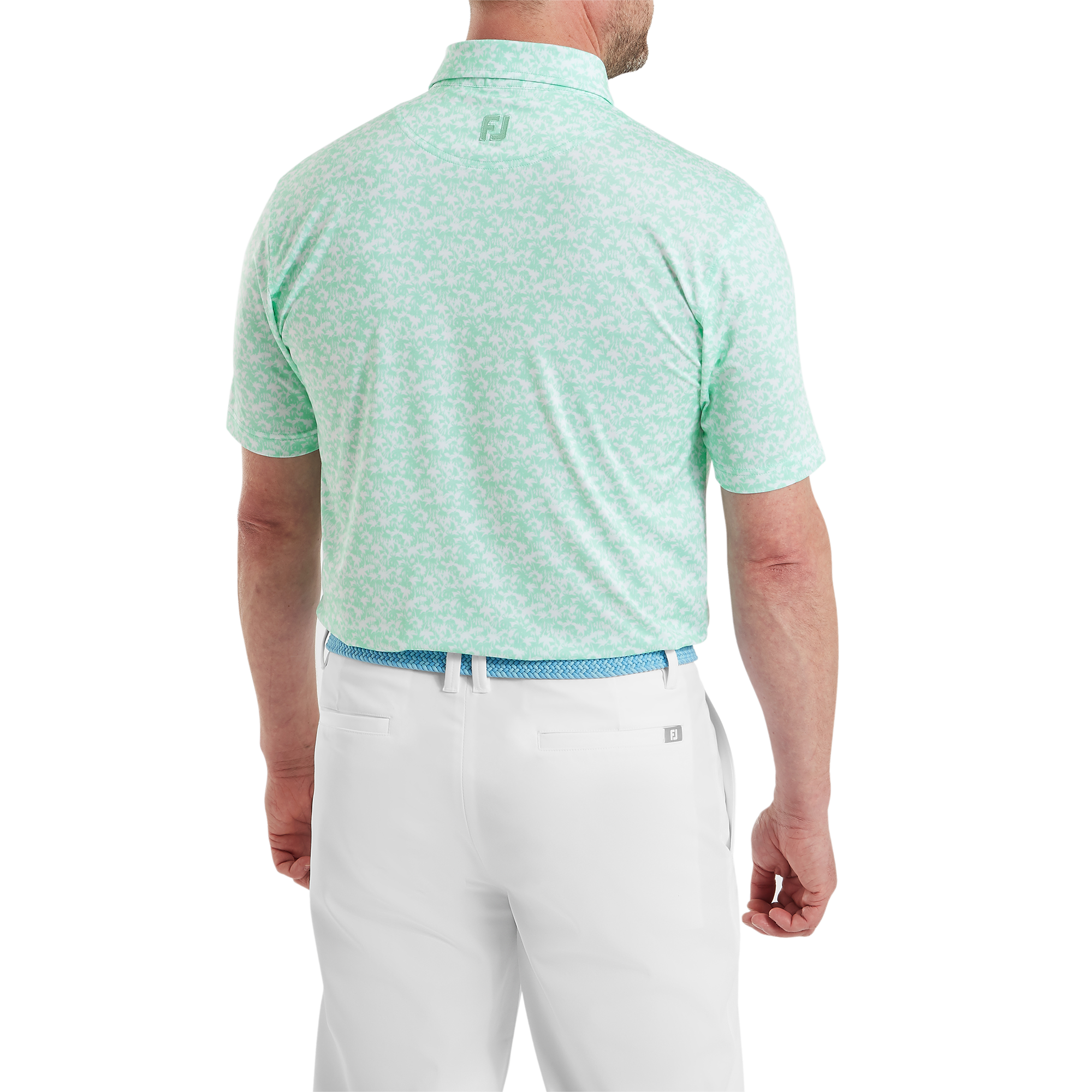 Polo en fil d'Ecosse imprim&eacute; palmiers