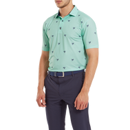 Polo en fil d'Ecosse imprimé Chardons