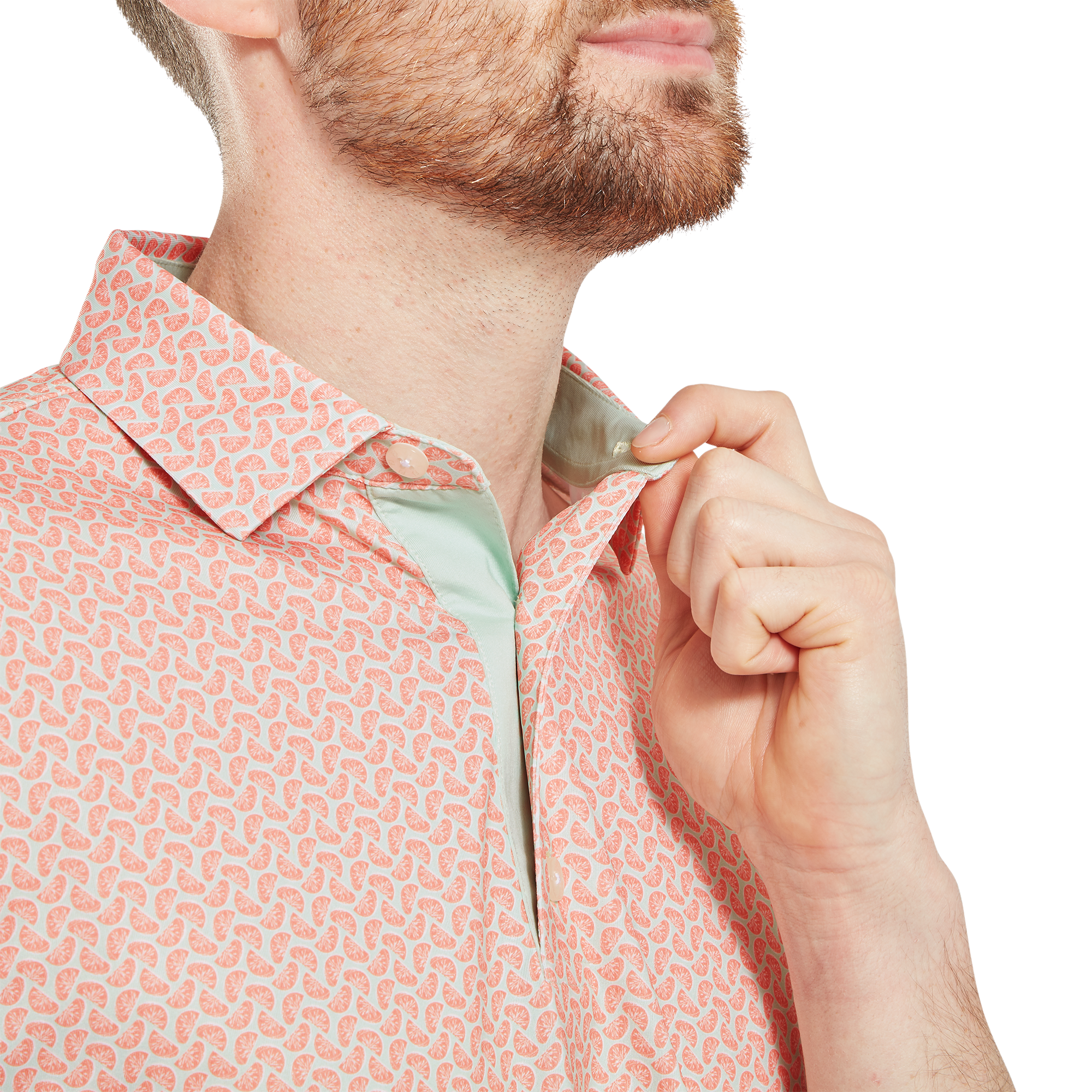 Polo en fil d'Ecosse imprim&eacute; Citron