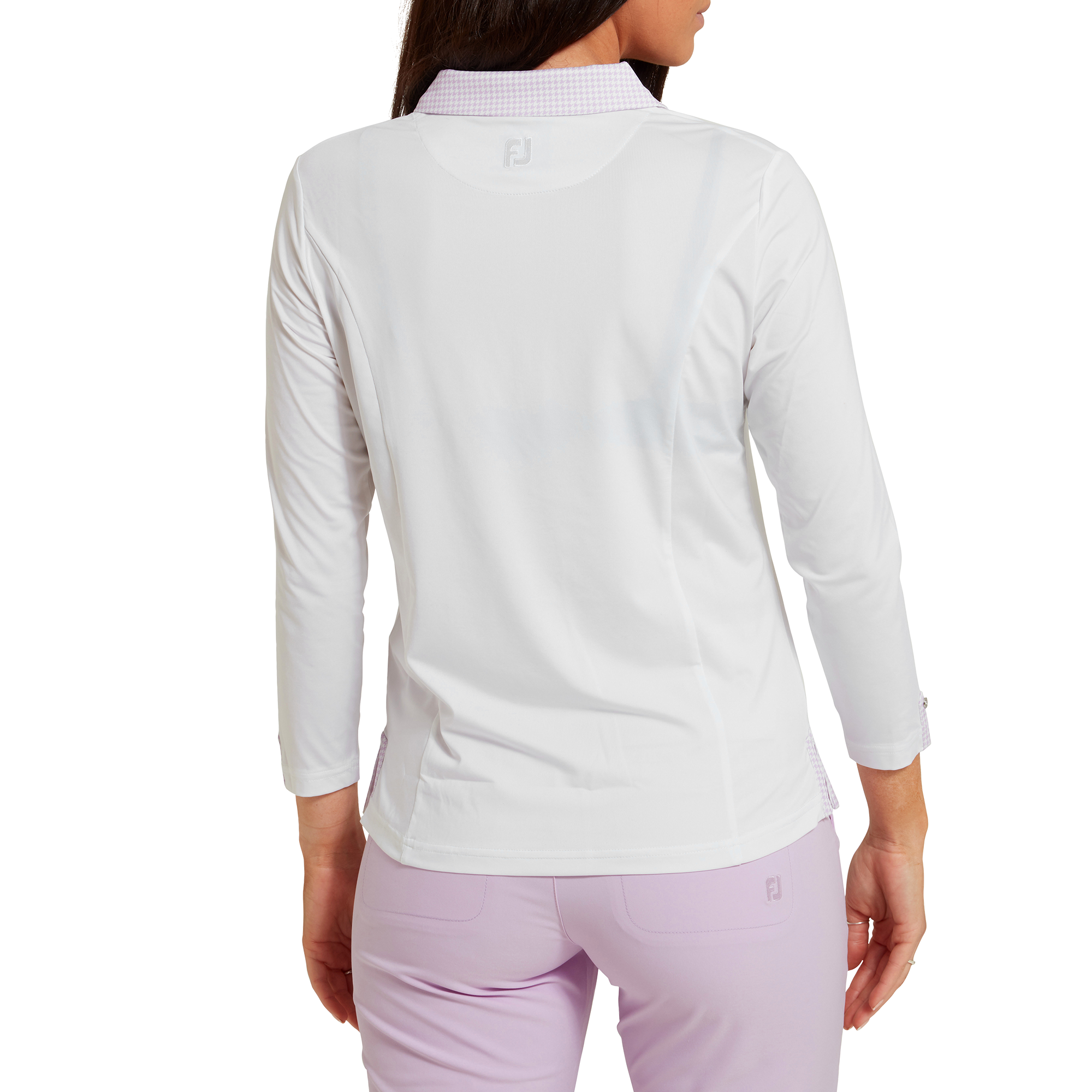 Polo manches 3/4 avec col imprim&eacute; Pied-de-poule