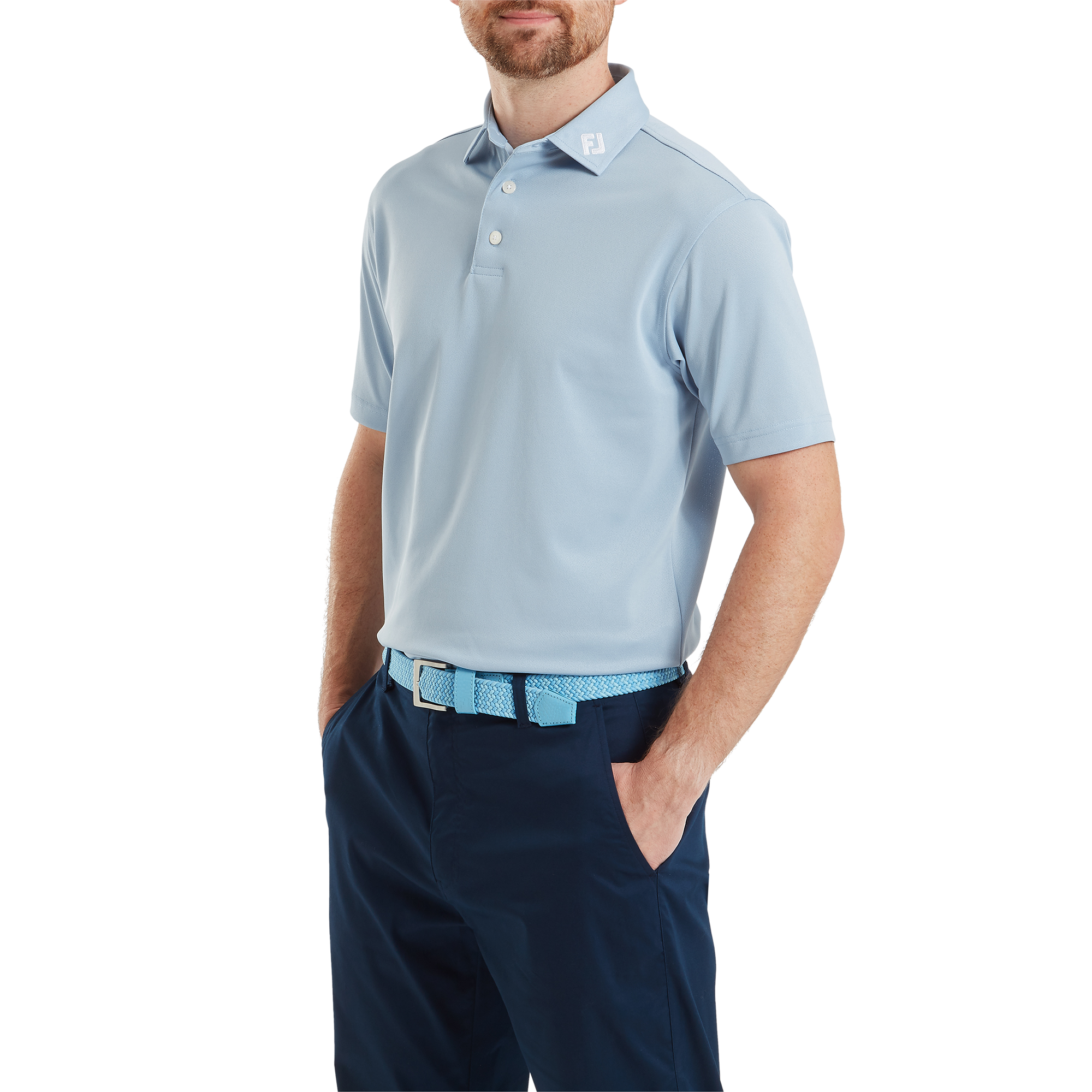 Polo Stretch Piqu&eacute; uni avec logo FJ sur col