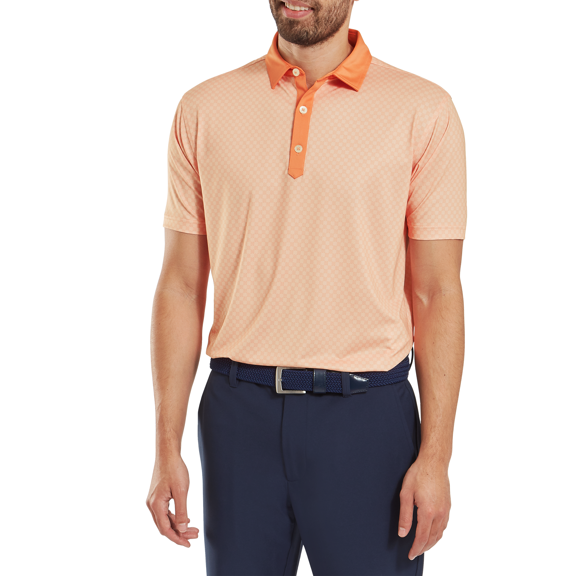 Polo en fil d'Ecosse imprim&eacute; damier