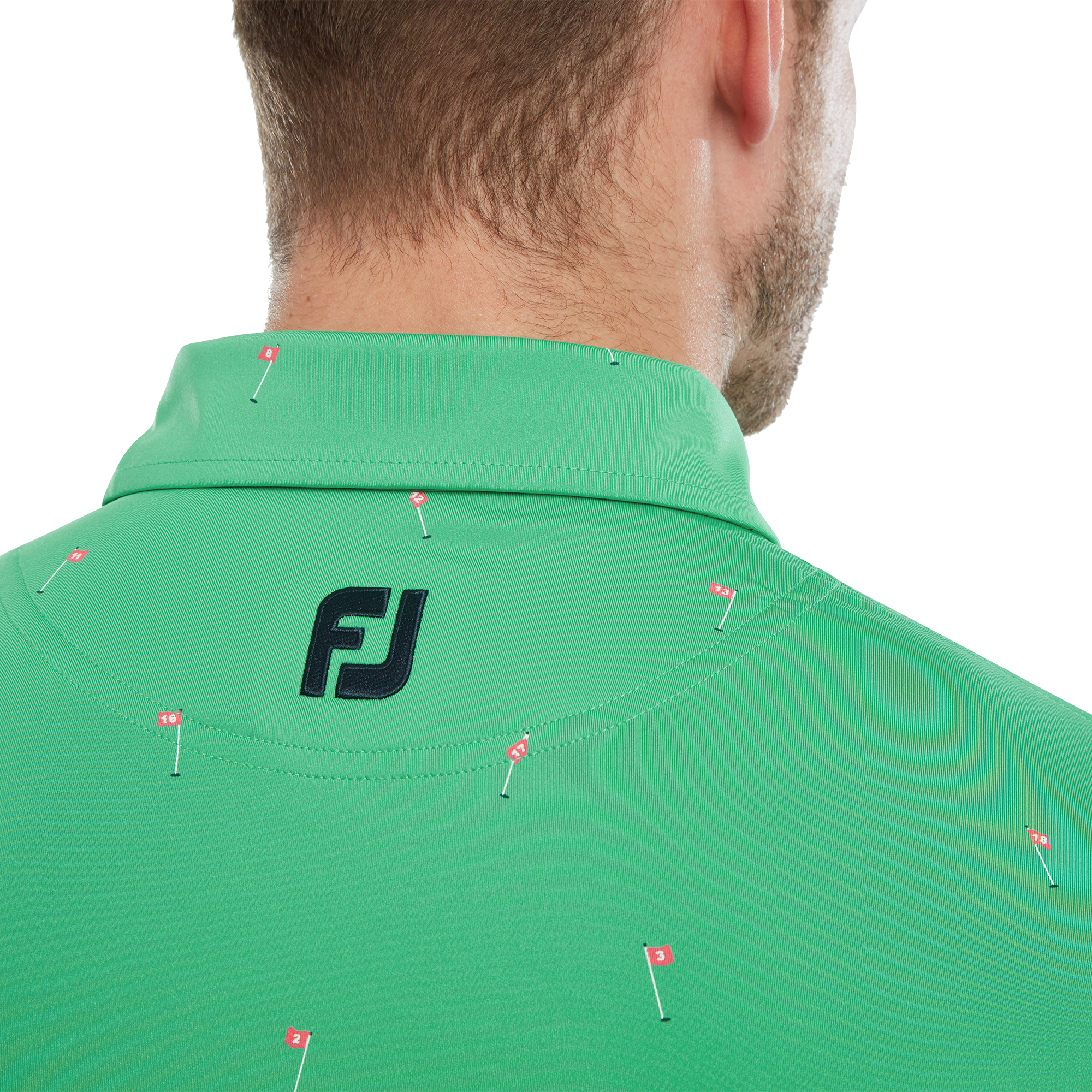 Polo en Fil d'Ecosse imprim&eacute;s Drapeau golf