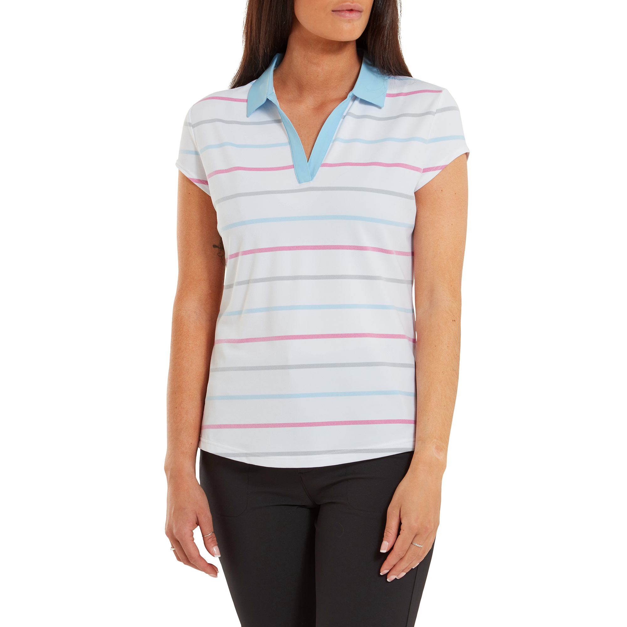 Polo Jacquard &oelig;il d'oiseau &agrave; rayures