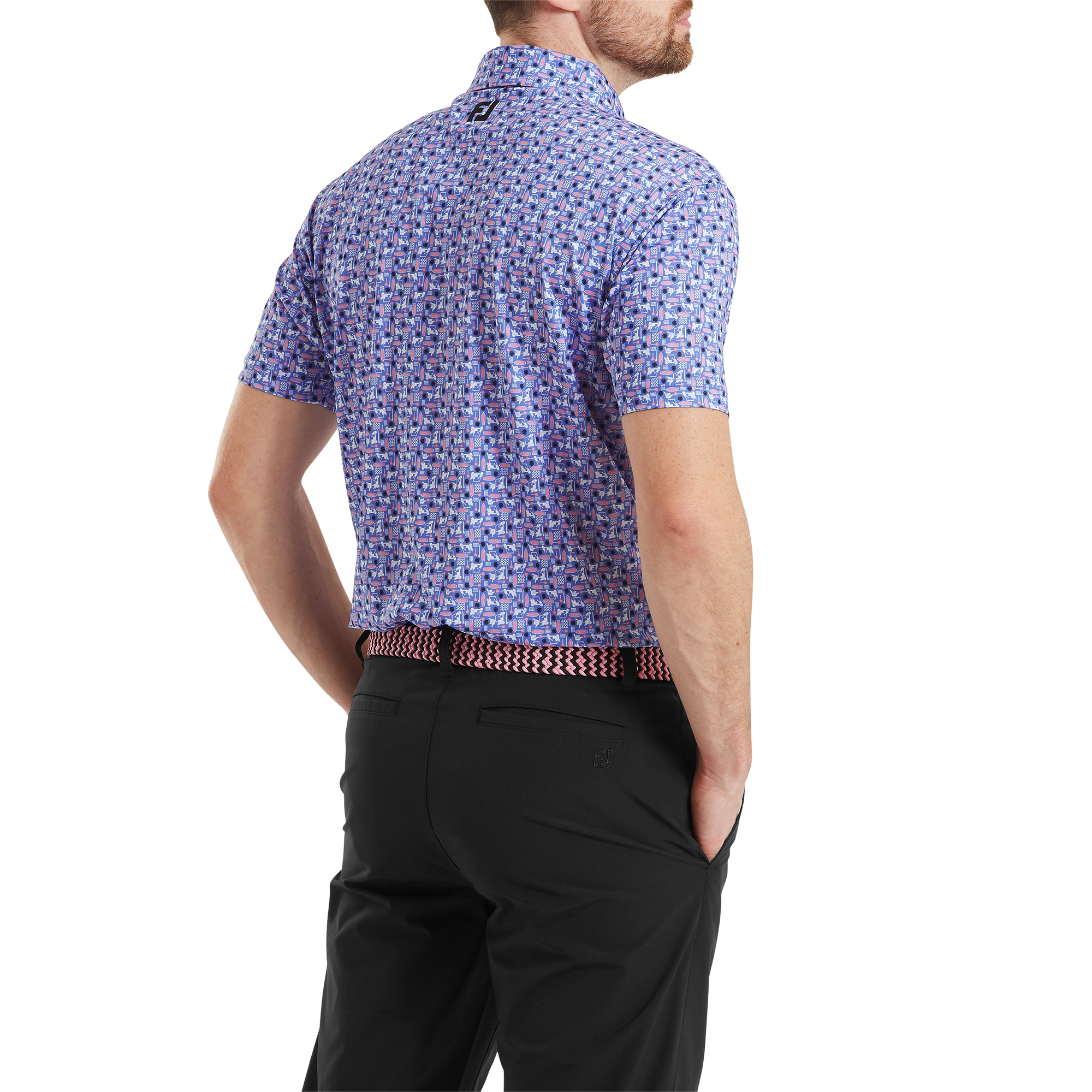 Polo en fil d'Ecosse imprim&eacute; surf