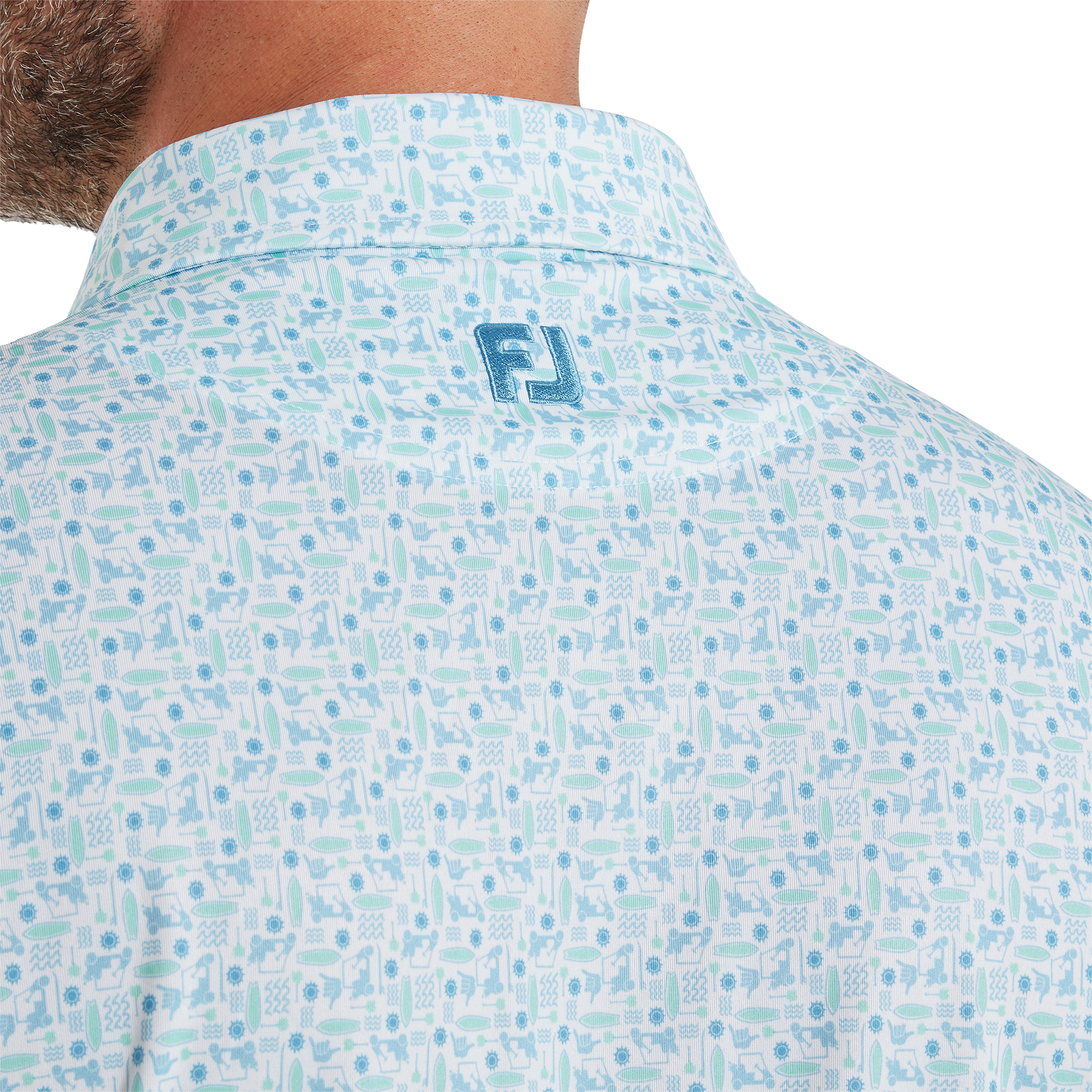 Polo en fil d'Ecosse imprim&eacute; surf