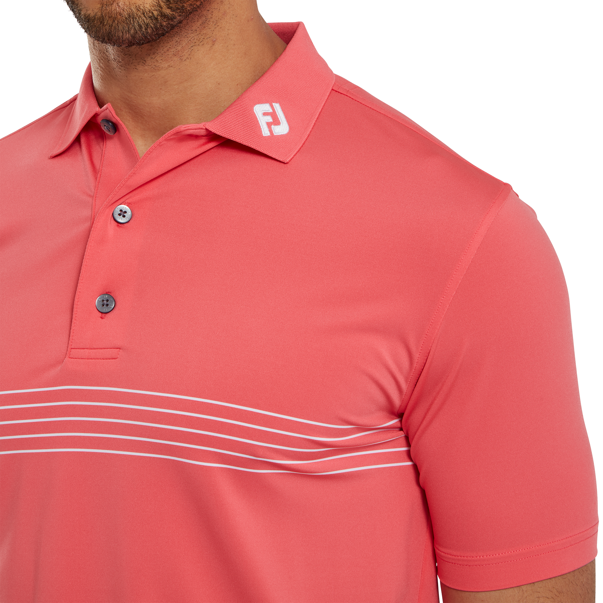 Polo en fil d'Ecosse ray&eacute; sur poitrine