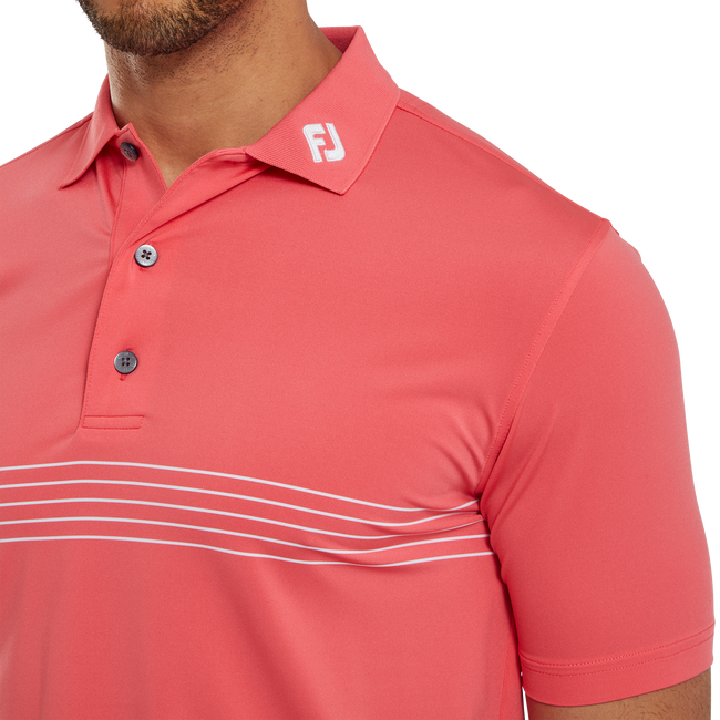 Polo en fil d'Ecosse rayé sur poitrine